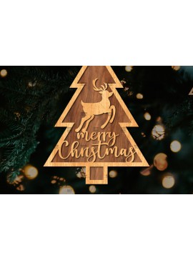 Σετ των 2 Intra απο ξύλο plywood 3mm-4mm πάχος - Στάση κοπής με λέιζερ Χριστουγεννιάτικα δέντρα  Δίασταση 20x20 cm INTRAFABR-108225574