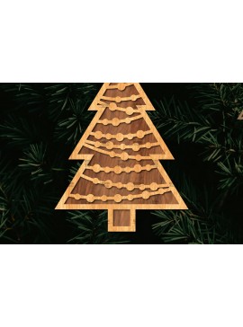 Σετ των 2 Intra απο ξύλο plywood 3mm-4mm πάχος - Στάση κοπής με λέιζερ Χριστουγεννιάτικα δέντρα  Δίασταση 20x20 cm INTRAFABR-108225586