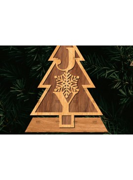 Σετ των 2 Intra απο ξύλο plywood 3mm-4mm πάχος - Στάση κοπής με λέιζερ Χριστουγεννιάτικα δέντρα  Δίασταση 20x20 cm INTRAFABR-108225768