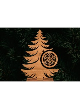 Σετ των 2 Intra απο ξύλο plywood 3mm-4mm πάχος - Στάση κοπής με λέιζερ Χριστουγεννιάτικα δέντρα  Δίασταση 20x20 cm INTRAFABR-107554123