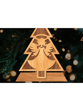 Σετ των 2 Intra απο ξύλο plywood 3mm-4mm πάχος - Στάση κοπής με λέιζερ Χριστουγεννιάτικα δέντρα  Δίασταση 20x20 cm INTRAFABR-108225806