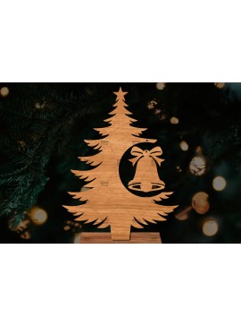 Σετ των 2 Intra απο ξύλο plywood 3mm-4mm πάχος - Στάση κοπής με λέιζερ Χριστουγεννιάτικα δέντρα  Δίασταση 20x20 cm INTRAFABR-107554187