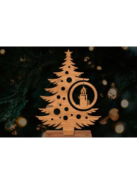 Σετ των 2 Intra απο ξύλο plywood 3mm-4mm πάχος - Στάση κοπής με λέιζερ Χριστουγεννιάτικα δέντρα  Δίασταση 20x20 cm INTRAFABR-107553895