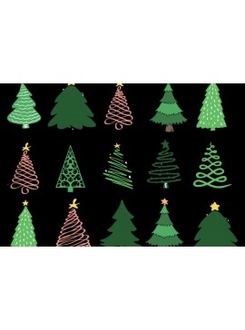 Σετ των 2 Intra απο ξύλο plywood 3mm-4mm πάχος - Χριστουγεννιάτικα Δέντρα  Δίασταση 20x20 cm INTRAFABR-20759041