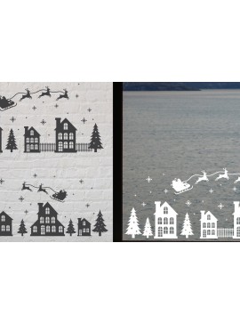 Σετ των 2 Intra απο ξύλο plywood 3mm-4mm πάχος - Χαλκομανία παραθύρου Χριστουγεννιάτικου χωριού  Δίασταση 30x20 cm INTRAFABR-76787096