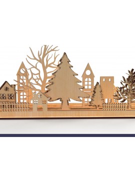 Intra απο ξύλο plywood 3mm-4mm πάχος -  με λέιζερ Χριστουγεννιάτικου χωριού Δίασταση 30x20 cm INTRAFABR-83239694