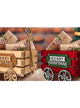 Σετ των 2 Intra απο ξύλο plywood 3mm-4mm πάχος - Christmas Wagon | για Laser και Cut Δίασταση 15x15 cm INTRAFABR-83263155