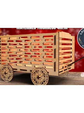 Σετ των 2 Intra απο ξύλο plywood 3mm-4mm πάχος - Christmas Wagon  Laser Cut 01 Δίασταση 15x15 cm INTRAFABR-85649065