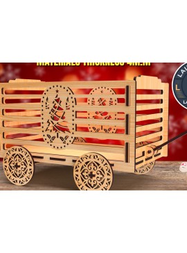 Σετ των 2 Intra απο ξύλο plywood 3mm-4mm πάχος - Christmas Wagon  Laser Cut 01 Δίασταση 15x15 cm INTRAFABR-85649052