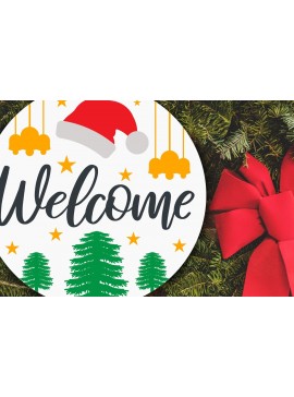 Σετ των 2 Intra απο ξύλο plywood 3mm-4mm πάχος - Στρογγυλή πινακίδα καλωσορίσματος Χριστουγέννων κοπής με λέιζερ Δίασταση 12x12 cm INTRAFABR-39163930