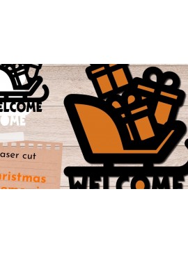 Σετ των 2 Intra απο ξύλο plywood 3mm-4mm πάχος - Χριστουγεννιάτικη πινακίδα καλωσορίσματος, κρεμάστρα πόρτας 3D Δίασταση 30x20 cm INTRAFABR-80220762