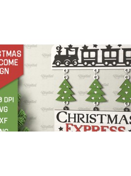 Σετ των 2 Intra απο ξύλο plywood 3mm-4mm πάχος - Σχέδιο κοπής με λέιζερ χριστουγεννιάτικο σημάδι καλωσορίσματος Δίασταση 15x15 cm INTRAFABR-106607873