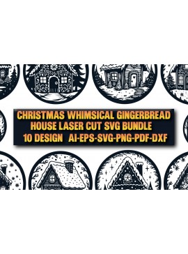 Σετ των 2 Intra απο ξύλο plywood 3mm-4mm πάχος - Χριστουγεννιάτικο ιδιότροπο μελόψωμο σπίτι Δίασταση 15x15 cm INTRAFABR-107975056