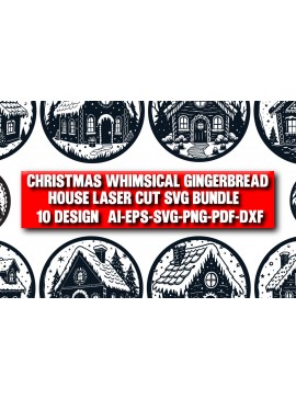 Σετ των 2 Intra απο ξύλο plywood 3mm-4mm πάχος - Χριστουγεννιάτικο ιδιότροπο μελόψωμο σπίτι Δίασταση 15x15 cm INTRAFABR-107975248