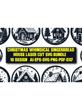 Σετ των 2 Intra απο ξύλο plywood 3mm-4mm πάχος - Χριστουγεννιάτικο ιδιότροπο μελόψωμο σπίτι Δίασταση 15x15 cm INTRAFABR-107975464