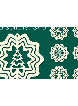Σετ των 2 Intra απο ξύλο plywood 3mm-4mm πάχος - Christmas Wind Spinner Papercut  Δίασταση 15x15 cm INTRAFABR-74401459
