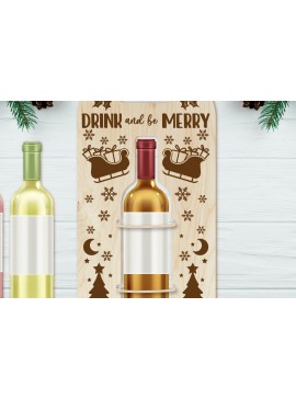 Σετ των 2 Intra απο ξύλο plywood 3mm-4mm πάχος - Θήκη χριστουγεννιάτικου μπουκαλιού κρασιού | Χριστούγεννα Δίασταση 4x14 cm INTRAFABR-110454426