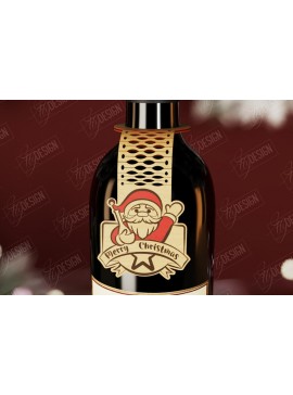 Σετ των 2 Intra απο ξύλο plywood 3mm-4mm πάχος - Χριστουγεννιάτικο μπουκάλι κρασιού Ετικέτα | Δώρο διακοπών Δίασταση 15x15 cm INTRAFABR-111361001