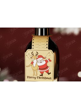 Σετ των 2 Intra απο ξύλο plywood 3mm-4mm πάχος - Χριστουγεννιάτικο μπουκάλι κρασιού Ετικέτα | Δώρο διακοπών Δίασταση 15x15 cm INTRAFABR-111361013