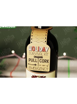 Σετ των 2 Intra απο ξύλο plywood 3mm-4mm πάχος - Χριστουγεννιάτικο μπουκάλι κρασιού Ετικέτα | Ετικέτα διακοπών Δίασταση 15x15 cm INTRAFABR-108586249