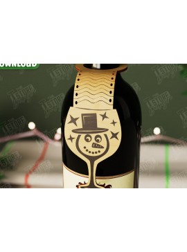 Σετ των 2 Intra απο ξύλο plywood 3mm-4mm πάχος - Χριστουγεννιάτικο μπουκάλι κρασιού Ετικέτα | Ετικέτα διακοπών Δίασταση 15x15 cm INTRAFABR-108586312