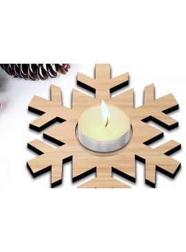 Σετ των 2 Intra απο ξύλο plywood 3mm-4mm πάχος - Κηροπήγιο Χριστουγεννιάτικου Χειμερινού Χιονονιφάδας Δίασταση 15x15 cm INTRAFABR-106948064