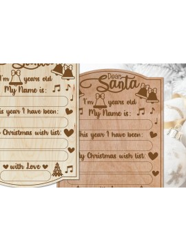 Σετ των 3 Intra απο ξύλο plywood 3mm-4mm πάχος - Χριστουγεννιάτικος πίνακας ευχών | Αγαπητέ συμβούλιο Άγιου Βασίλη Δίασταση 6x8 cm INTRAFABR-107809889