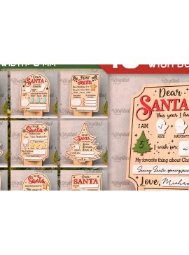 Σετ των 2 Intra απο ξύλο plywood 3mm-4mm πάχος - Πίνακες ευχών Χριστουγέννων Πακέτο κοπής με λέιζερ Δίασταση 15x15 cm INTRAFABR-107363474