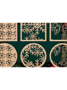 Σετ των 2 Intra απο ξύλο plywood 3mm-4mm πάχος - Πακέτο Christmas Wood Coastes  Δίασταση 25x25 cm INTRAFABR-42638986