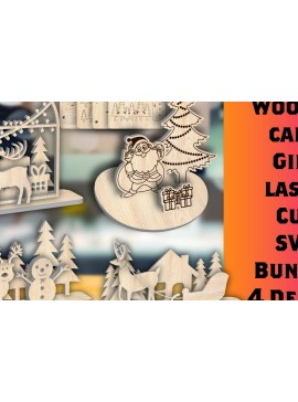 Σετ των 2 Intra απο ξύλο plywood 3mm-4mm πάχος - Πακέτο δώρου Χριστουγεννιάτικη ξύλινη κάρτα  Δίασταση 15x15 cm INTRAFABR-107006410