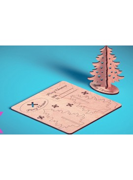 Σετ των 2 Intra απο ξύλο plywood 3mm-4mm πάχος - Χριστουγεννιάτικη Ξύλινη Κάρτα Laser Cut  | Δίασταση 15x15 cm INTRAFABR-72319854