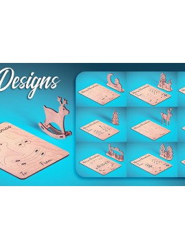 Σετ των 2 Intra απο ξύλο plywood 3mm-4mm πάχος - Χριστουγεννιάτικη Ξύλινη Κάρτα Laser Cut  Δίασταση 15x15 cm INTRAFABR-75888672