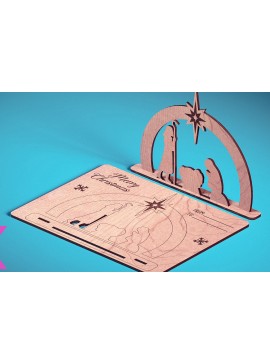 Σετ των 2 Intra απο ξύλο plywood 3mm-4mm πάχος - Χριστουγεννιάτικη Ξύλινη Κάρτα Laser Cut  | Δίασταση 15x15 cm INTRAFABR-72319771