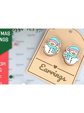 Σετ των 3 Intra απο ξύλο plywood 3mm-4mm πάχος - Χριστουγεννιάτικα ξύλινα σκουλαρίκια με λέιζερ Δίασταση 3x3 cm INTRAFABR-99873675