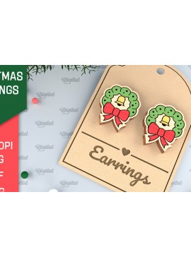 Σετ των 3 Intra απο ξύλο plywood 3mm-4mm πάχος - Χριστουγεννιάτικα ξύλινα σκουλαρίκια με λέιζερ Δίασταση 3x3 cm INTRAFABR-99873736