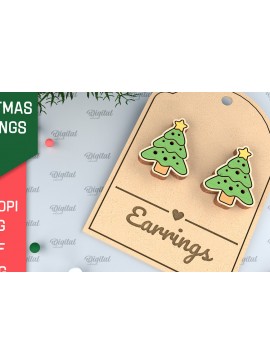 Σετ των 3 Intra απο ξύλο plywood 3mm-4mm πάχος - Χριστουγεννιάτικα ξύλινα σκουλαρίκια με λέιζερ Δίασταση 3x3 cm INTRAFABR-99873918