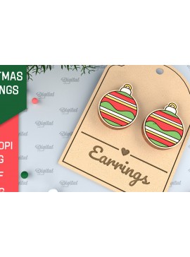 Σετ των 3 Intra απο ξύλο plywood 3mm-4mm πάχος - Χριστουγεννιάτικα ξύλινα σκουλαρίκια με λέιζερ Δίασταση 3x3 cm INTRAFABR-99873943