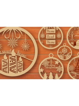 Σετ των 3 Intra απο ξύλο plywood 3mm-4mm πάχος - Χριστουγεννιάτικο Ξύλινο Στολίδι  Πακέτο 778 Δίασταση 6x6 cm INTRAFABR-50230114