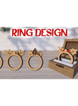 Σετ των 2 Intra απο ξύλο plywood 3mm-4mm πάχος - Χριστουγεννιάτικο ξύλινο δαχτυλίδι με λέιζερ Δίασταση 15x15 cm INTRAFABR-79290833