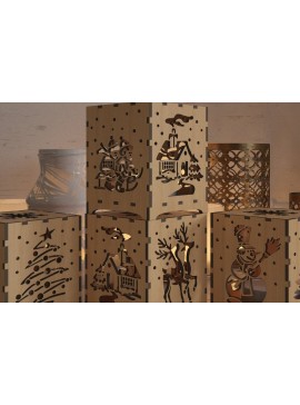 Σετ των 2 Intra απο ξύλο plywood 3mm-4mm πάχος - Χριστουγεννιάτικο Ξύλινο Επιτραπέζιο φωτιστικό με Creativ Δίασταση 30x20 cm INTRAFABR-43068850