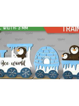 Σετ των 2 Intra απο ξύλο plywood 3mm-4mm πάχος - Χριστουγεννιάτικο ξύλινο τρένο σχέδιο κοπής με λέιζερ Δίασταση 15x15 cm INTRAFABR-105126858