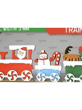 Σετ των 2 Intra απο ξύλο plywood 3mm-4mm πάχος - Χριστουγεννιάτικο ξύλινο τρένο σχέδιο κοπής με λέιζερ Δίασταση 15x15 cm INTRAFABR-105126878