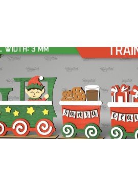 Σετ των 2 Intra απο ξύλο plywood 3mm-4mm πάχος - Χριστουγεννιάτικο ξύλινο τρένο σχέδιο κοπής με λέιζερ Δίασταση 15x15 cm INTRAFABR-105126530