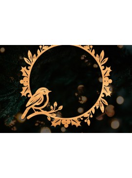 Σετ των 2 Intra απο ξύλο plywood 3mm-4mm πάχος - Χριστουγεννιάτικο στεφάνι τρισδιάστατο σχέδιο κοπής με λέιζερ Δίασταση 20x20 cm INTRAFABR-109213670