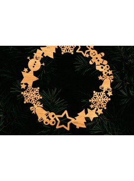 Σετ των 3 Intra απο ξύλο plywood 3mm-4mm πάχος - Χριστουγεννιάτικο στεφάνι τρισδιάστατο σχέδιο κοπής με λέιζερ Δίασταση 20x20 cm INTRAFABR-109213709