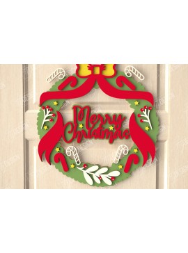 Σετ των 2 Intra απο ξύλο plywood 3mm-4mm πάχος - Χριστουγεννιάτικο στεφάνι|Διακόσμηση βεράντας|Στεφάνι πόρτας Δίασταση 15x15 cm INTRAFABR-111360709