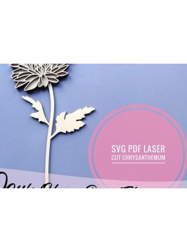 Σετ των 2 Intra απο ξύλο plywood 3mm-4mm πάχος - Λουλούδι κομμένο με λέιζερ χρυσάνθεμο  Δίασταση 20x20 cm INTRAFABR-33749446