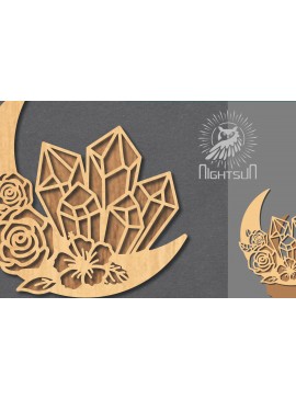 Σετ των 2 Intra απο ξύλο plywood 3mm-4mm πάχος - Διακόσμηση Chrystal Moon Cut Laser 1 Δίασταση 20x20 cm INTRAFABR-122555735