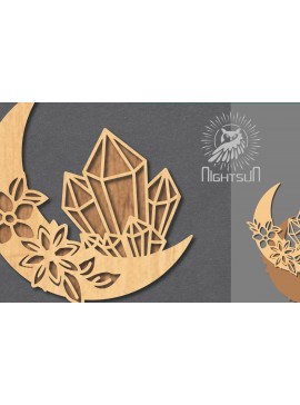 Σετ των 2 Intra απο ξύλο plywood 3mm-4mm πάχος - Διακόσμηση Chrystal Moon Cut Laser 2 Δίασταση 20x20 cm INTRAFABR-122555813