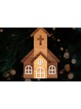 Σετ των 2 Intra απο ξύλο plywood 3mm-4mm πάχος - Πρότυπο κοπής με λέιζερ εκκλησίας, εκκλησία Woodcu Δίασταση 15x15 cm INTRAFABR-111226103